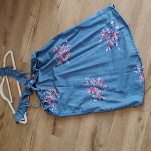 Floral Embroidered Denim Dress